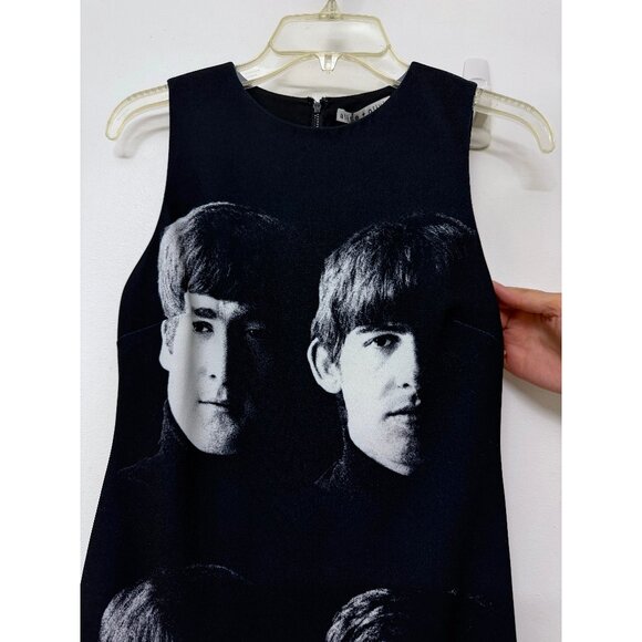NWT Alice + Olivia The Beatles Clyde Shift Mini Dress Fab Four Portrait Black 0 - Picture 6 of 13